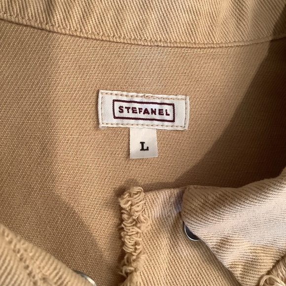 Stefanal Tan Jacket Size Large Embroidery on Sleeve - Picture 7 of 10